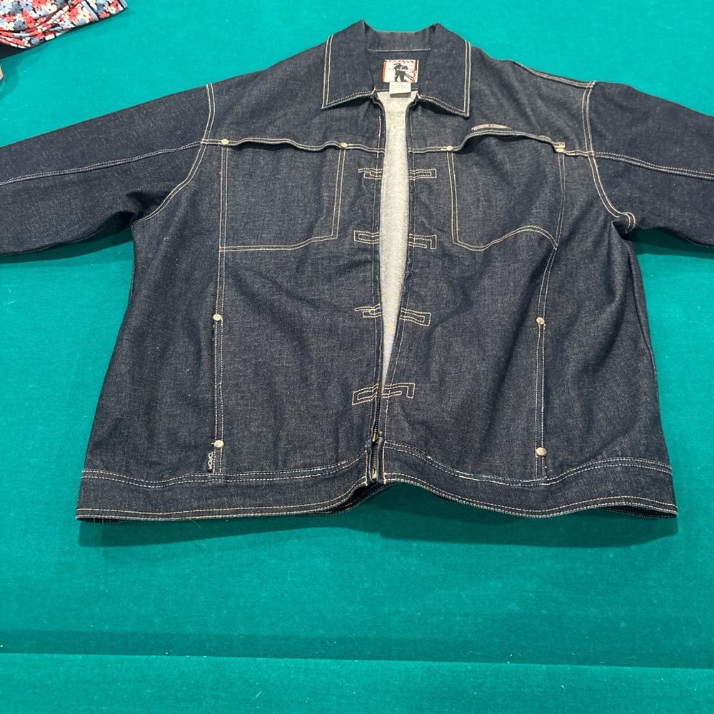 DAMANI DADA VINTAGE MENS DARK WASH FULL ZIP DENIM JACKET SIZE XXL